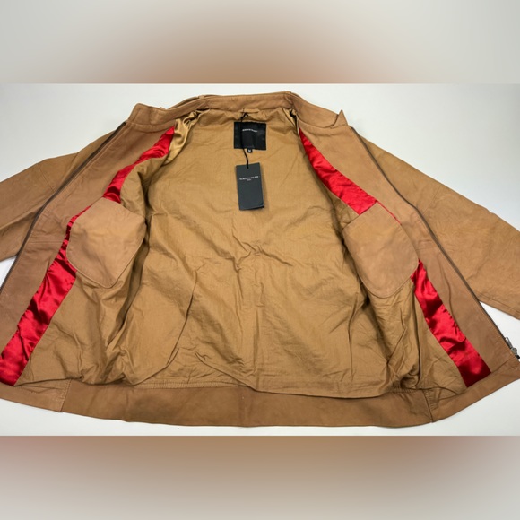 Surface to Air Seasaw Biker Jacket Tan Nubuck Leather Motorcycle Neck Straps M - Picture 3 of 16